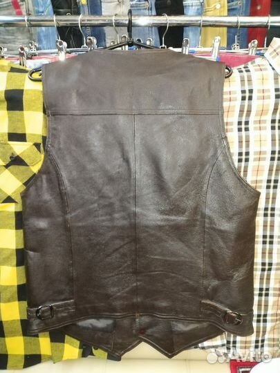 Жилет Безрукавка мужской натуральная кожа 52