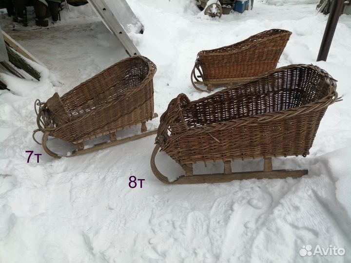 Санки старинные плетёные расписные дровни