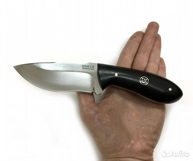 Нож Лиса, цельнометаллический, 95Х18, черный граб