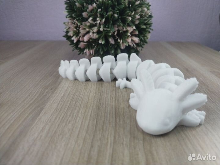 Подвижная игрушка аксолотль -антистресс 3Д белый 2