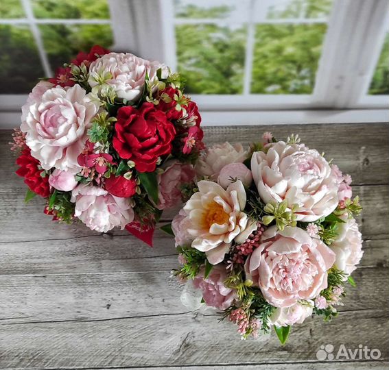 Букеты пионов из мыла ручной работы