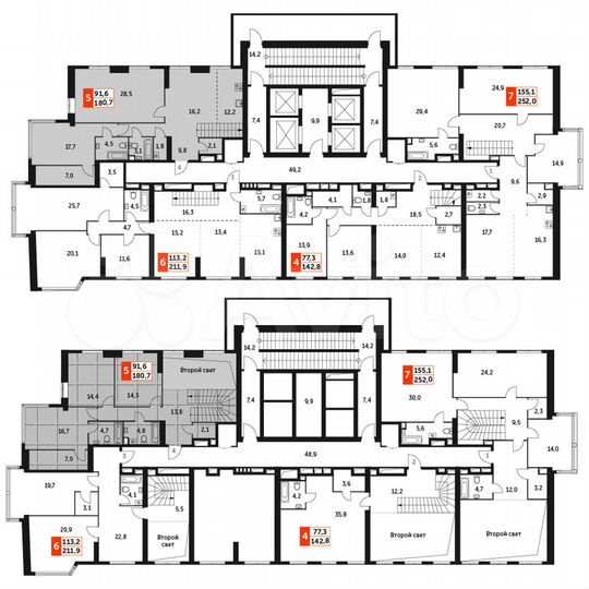 5-к. квартира, 180,7 м², 46/47 эт.