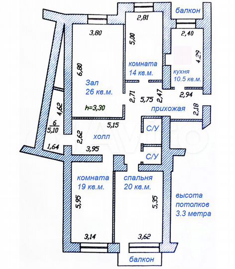 3-к. квартира, 125,8 м², 2/10 эт.