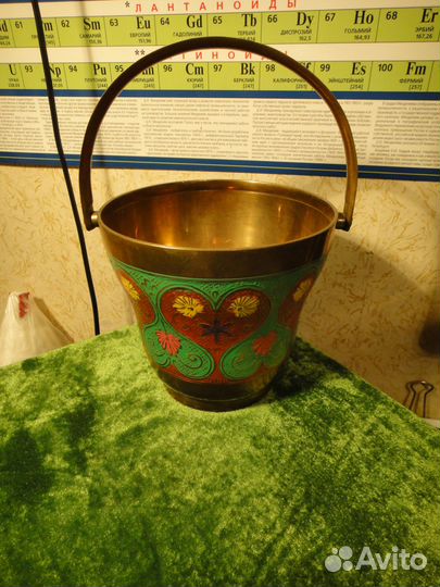 Ведро для льда Старая Индия Латунь Бронза Эмали
