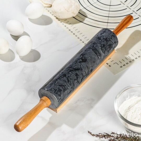 Скалка из мрамора Magistro, 455 см, цвет чёрный