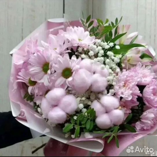 Цветы Букет Хризантем с гипсофлойДоставка