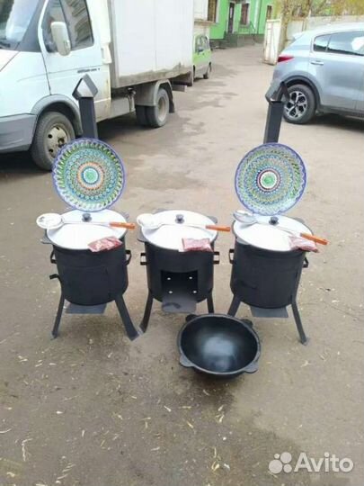 Казан чугунный с печью 12 литров