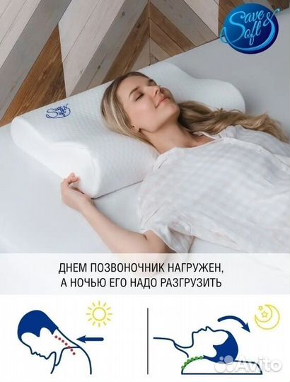 Подушка ортопедическая 60х40х10 с эффектом памяти