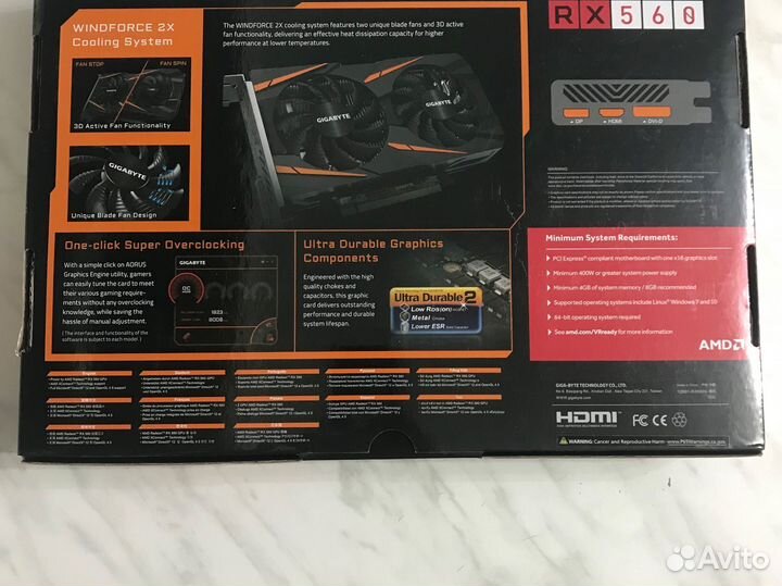 Видеокарта Gigabyte Gaming OC Radeon RX560 4G