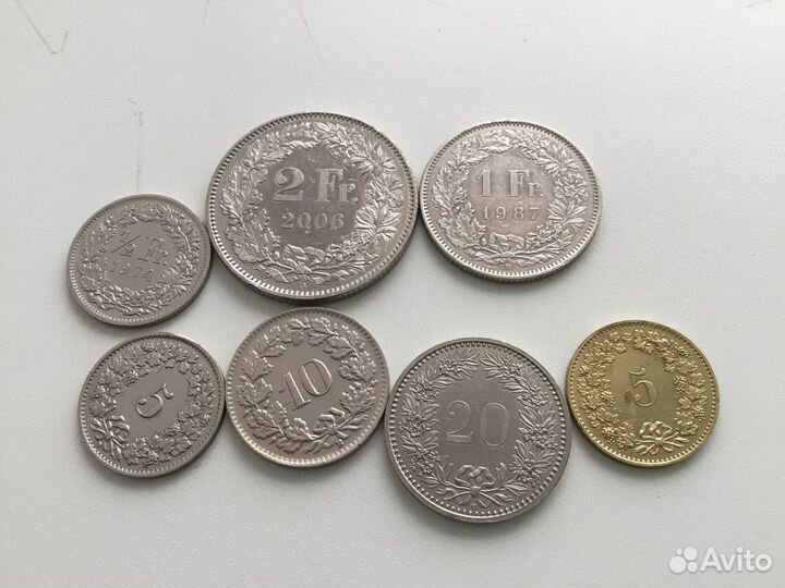 Монеты Италии, Чехословакии и Щвейцарии