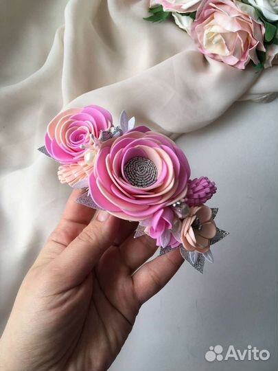 Повязка на голову для девочки ободок с цветами