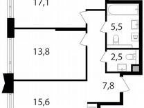 2-к. квартира, 62,3 м², 4/24 эт.