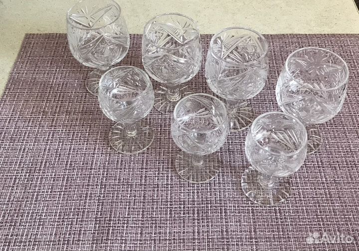 Хрусталь СССР 4 рюмки, 9 фужеров
