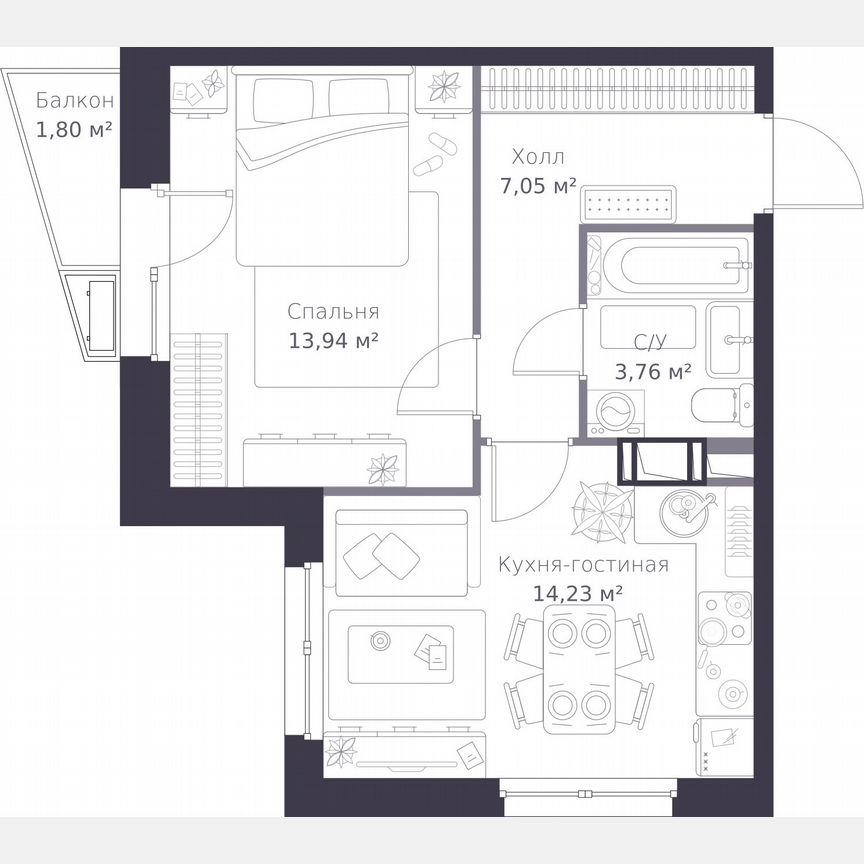 1-к. квартира, 39,5 м², 9/11 эт.