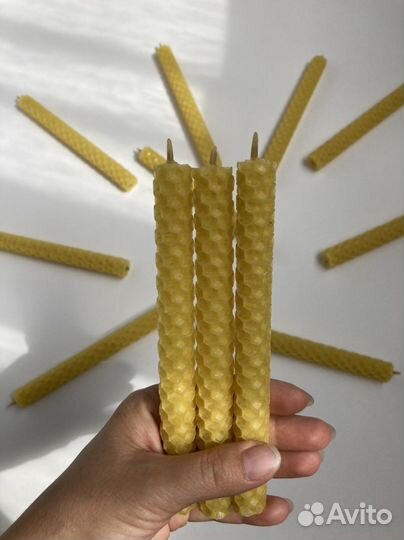 Набор тонких свечей из вощины (12 шт)