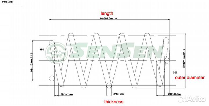 Пружина подвески передняя Opel Zafira B 05- 1.6, 1.8