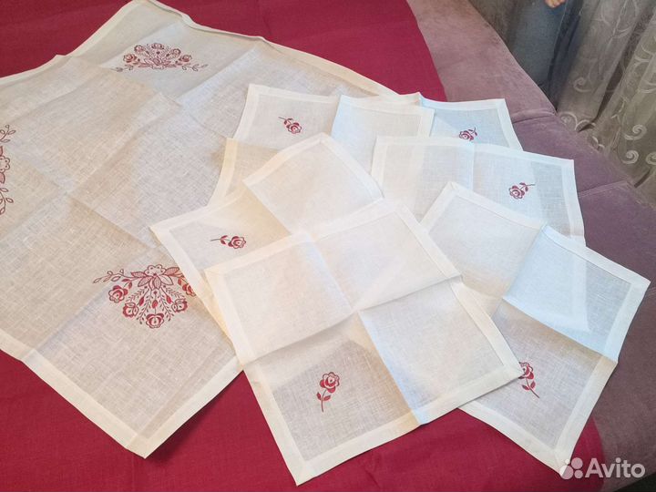 Скатерть с салфетками лен новые