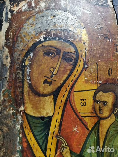 Икона старинная Пресвятая Богородица Троеручница