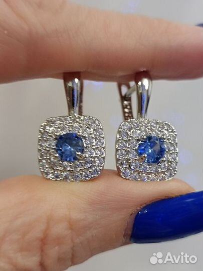 Серьги под бриллианты и сапфиры