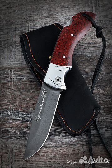 Нож складной Филин сталь х12мф накладки акрил крас