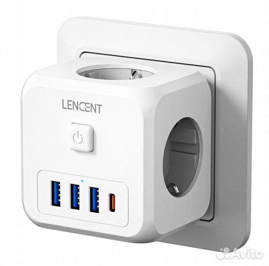 Розетка разветвитель Lencent с USB и Type C
