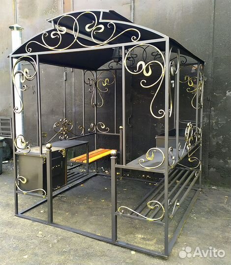 Беседка мангал с печкой