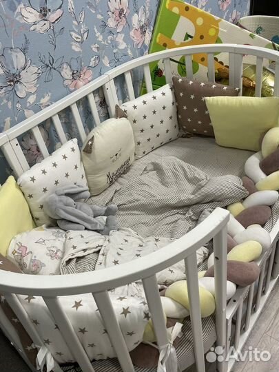 Детская кроватка круглая с кокосовым матрасом