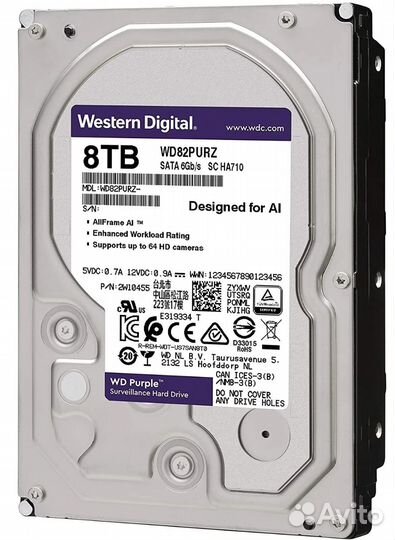 Жесткий диск Western Digital WD Purple 8 тб wd82pu