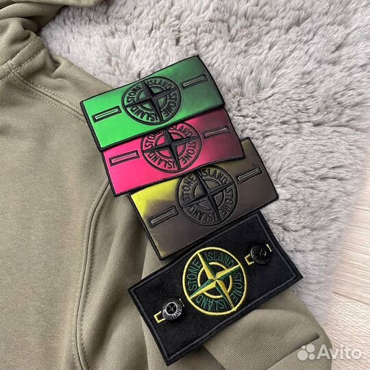 Зип худи stone island + термопатч зеленая