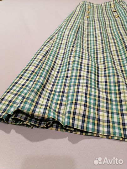Длинная юбка в складку клетку Англия винтаж