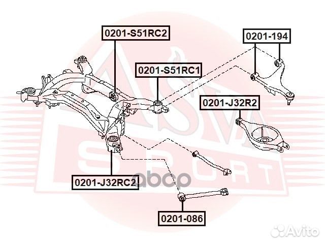 0201-S51RC2 asva сайлентблок задней балки 0201S