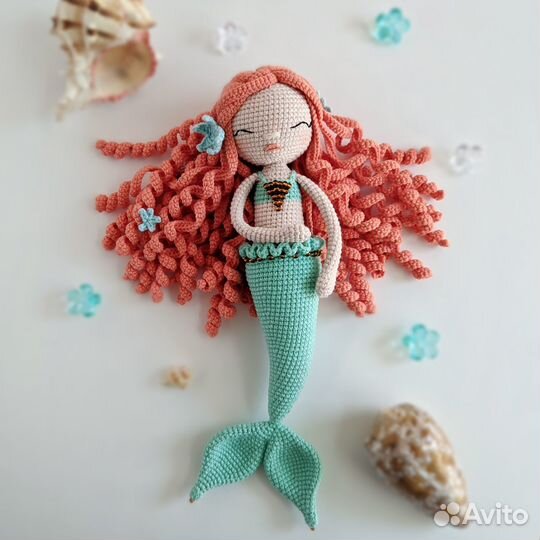 Русалка - интерьерная вязаная кукла амигуруми