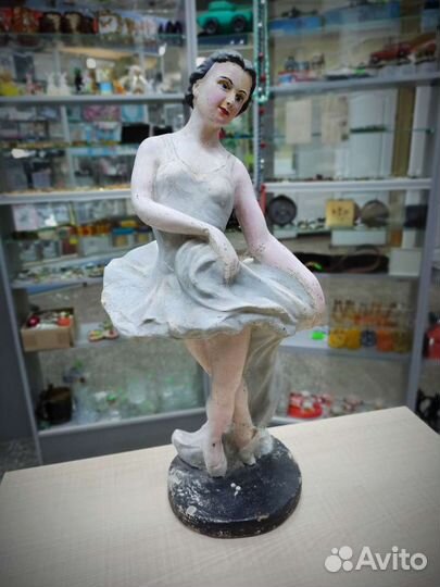 Старинная Статуэтка Балерина Ретро Винтаж Гипсовая