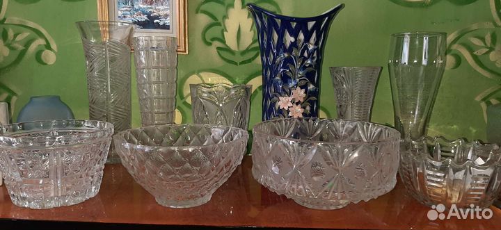 Хрустальные вазы, салатники СССР, винтаж