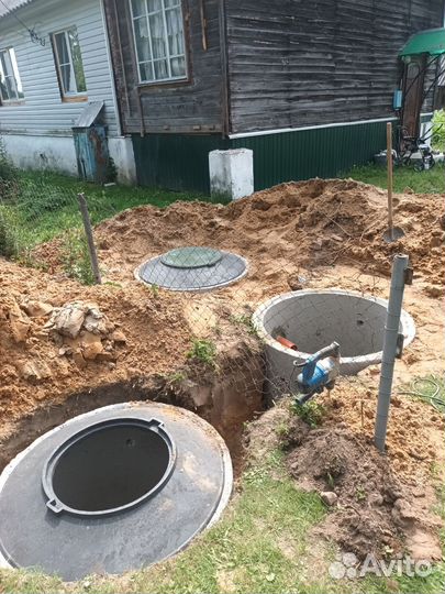Септик из бетонных колец установка септиков транше