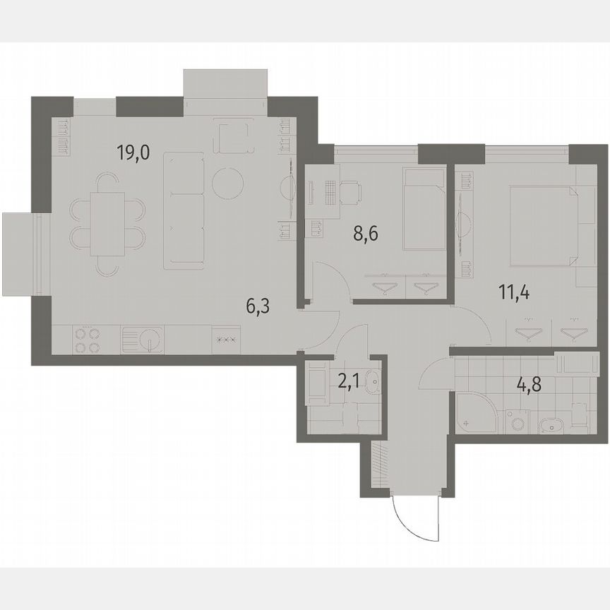 3-к. квартира, 59,6 м², 3/12 эт.