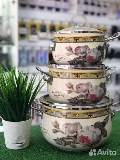 Кастрюля эмалированная набор