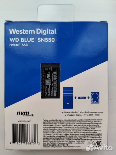 SSD M.2 накопитель WD Blue SN550 WDS500G2B0C