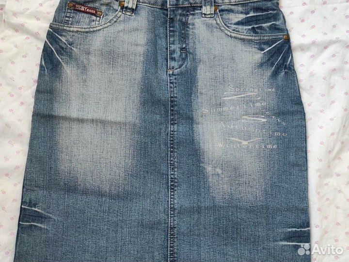 Джинсовая юбка миди