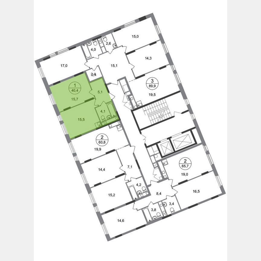 1-к. квартира, 40,4 м², 13/17 эт.