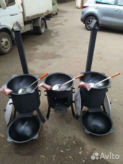 Казан чугунный с печью 12 литров