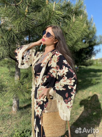 Кимоно платье с бахромой