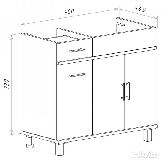 Комплект мебели Misty Купер 90 R с бельевой корзиной белый