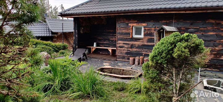 Баня на дровах, купель, беседка, мангал