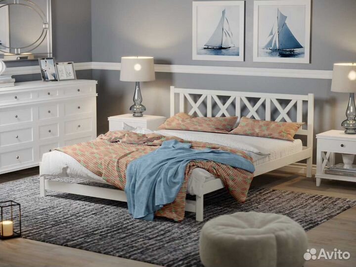 Кровать из натурального дерева 2-спальная 