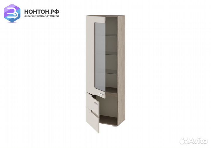 Витрина Фьюжн бежевый / дуб сонома трюфель