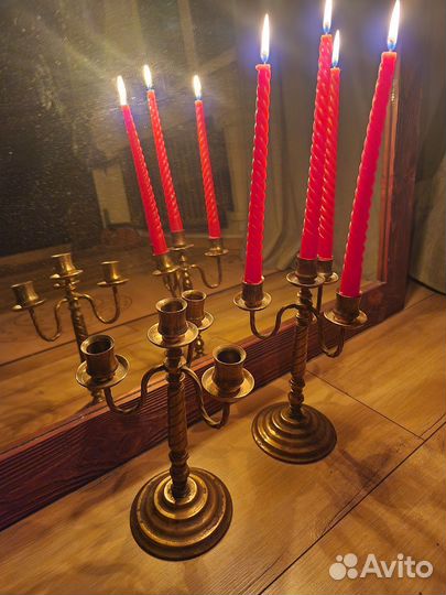 Подсвечники и канделябры латунь винтаж