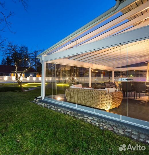 Безрамное остекление террас, беседок, веранд