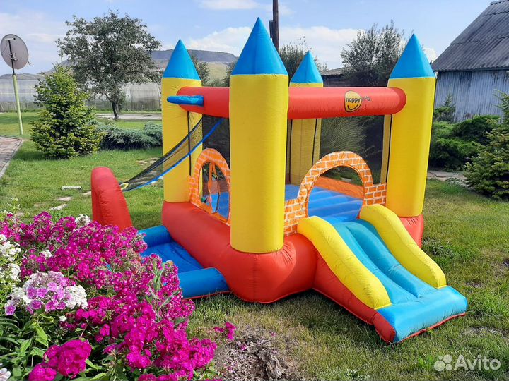 Детский надувной батут с горкой