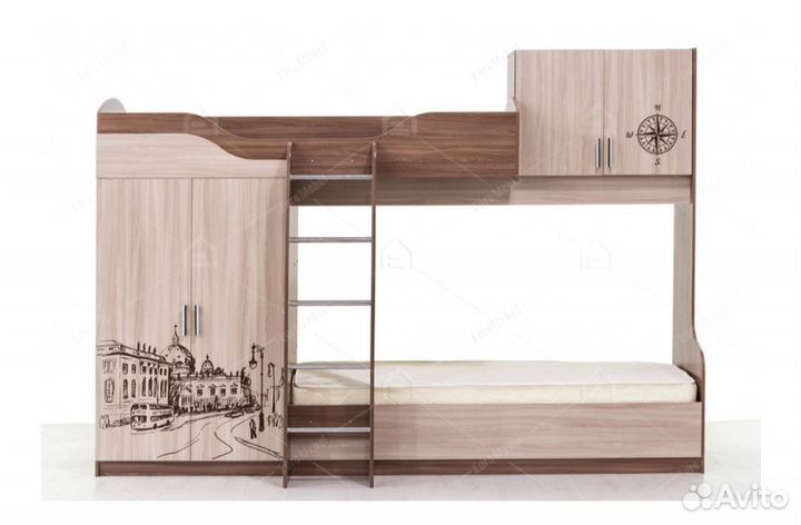 Двухъярусная кровать бу с матрасами